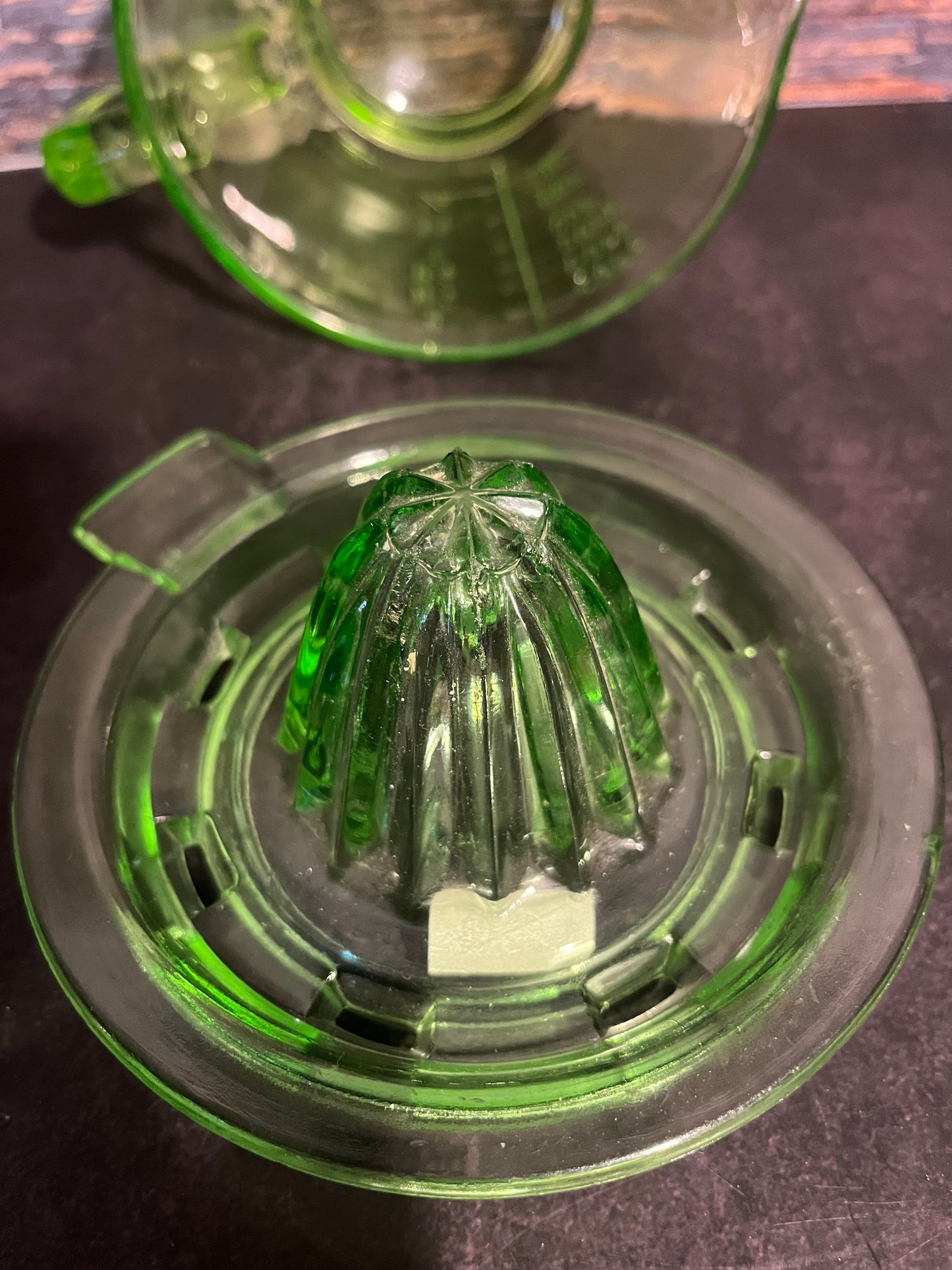 Antique Uranium Glass Hazel Atlas 2 Cup Measuring Cup and Juicer