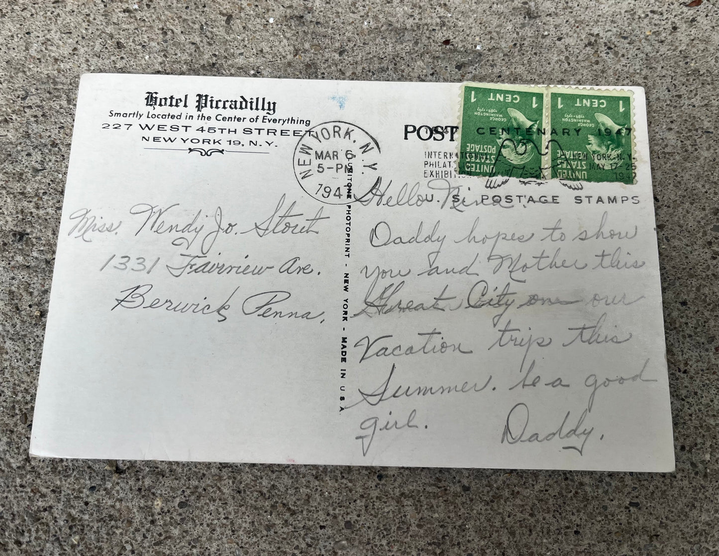 Antique Hotel Piccadilly Postcard
