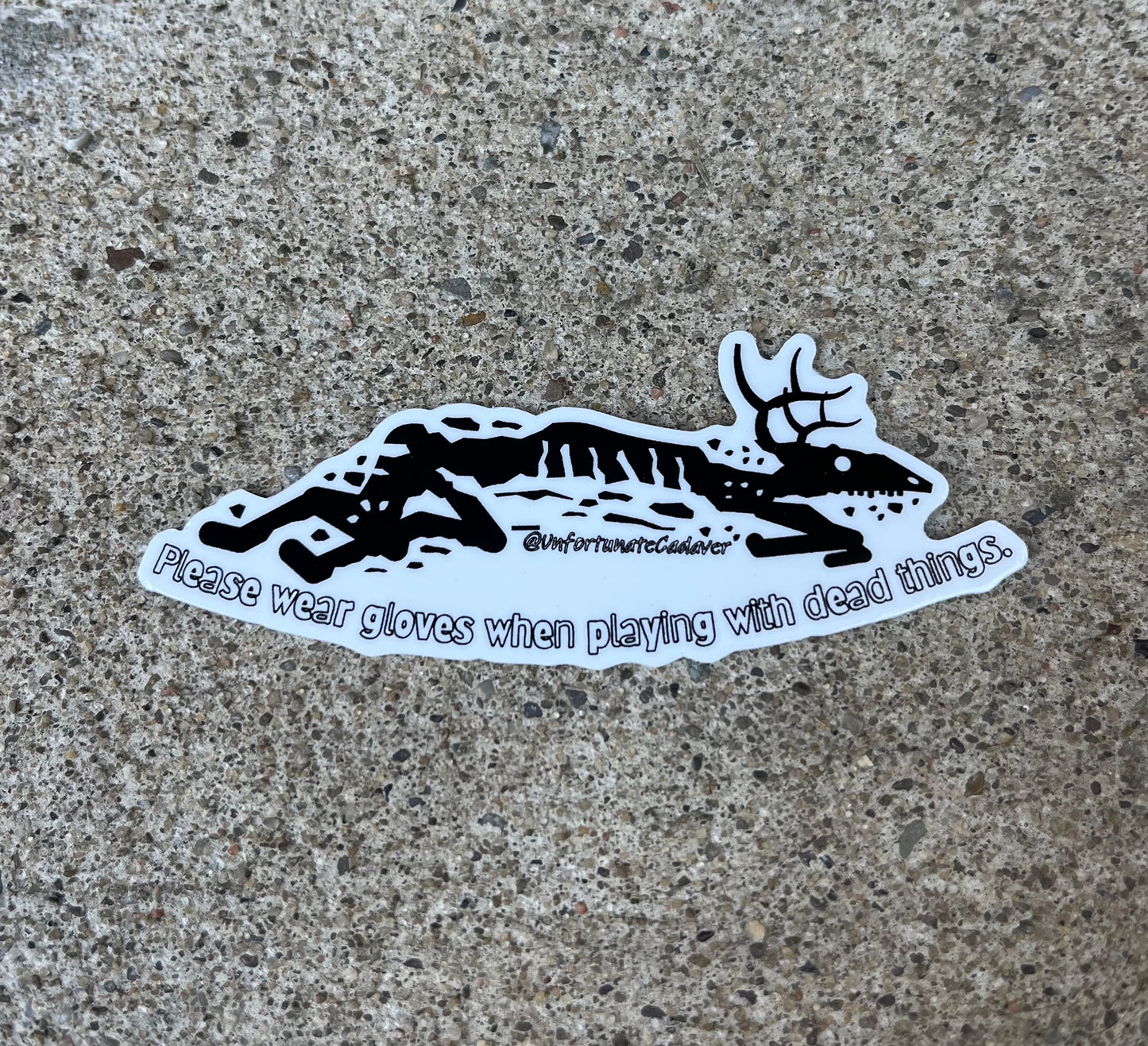 ‘Please Wear Gloves’ Deer Bones Sticker