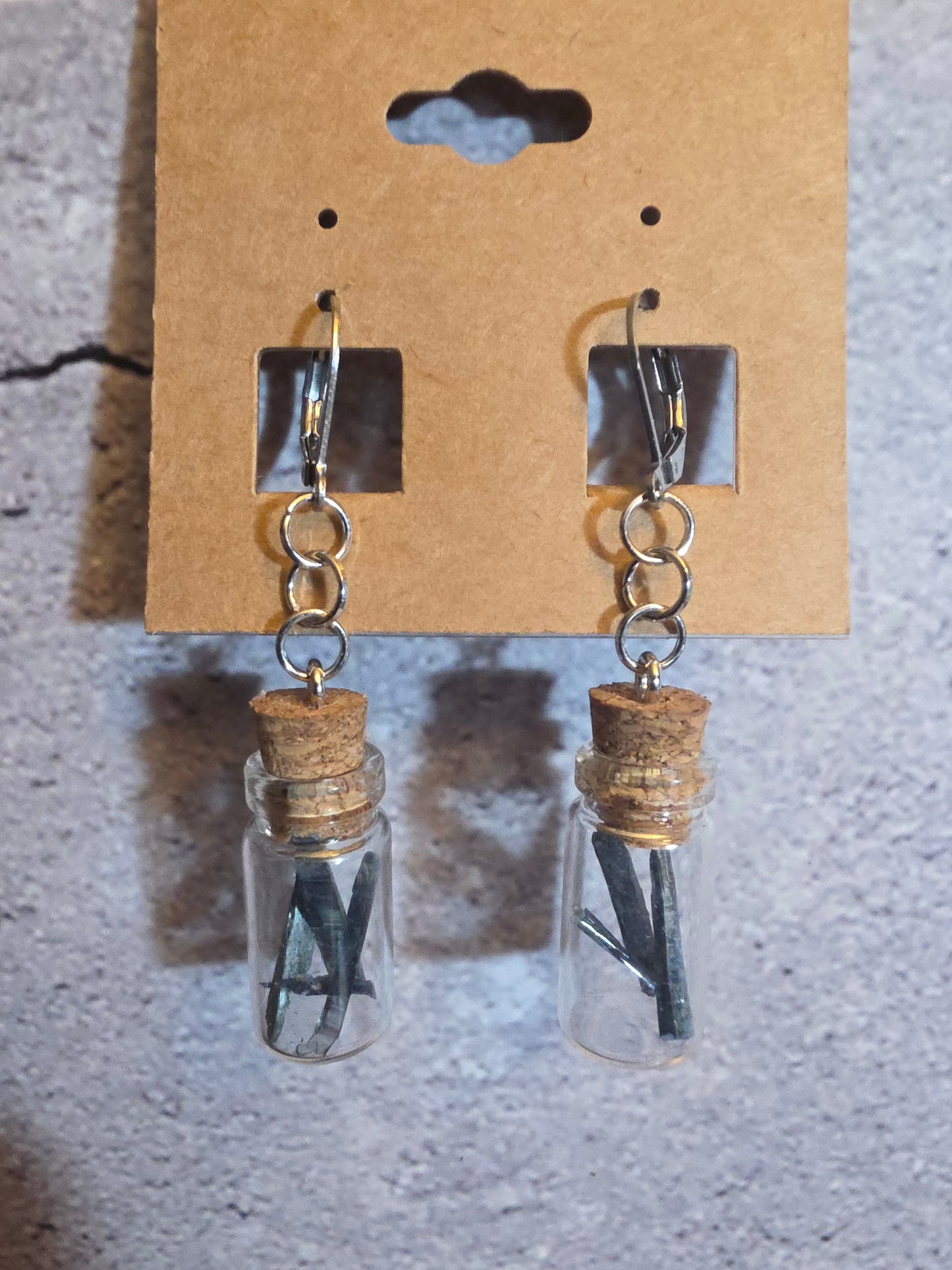 Vivianite "Corpse Crystal" Vial Earrings