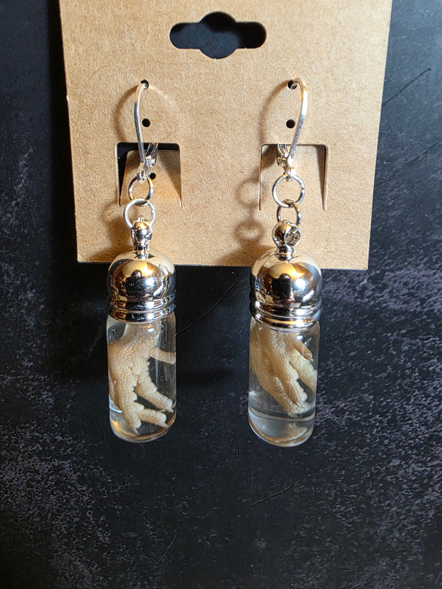 Baba Yaga's Quail Feet Wet Specimen Earrings