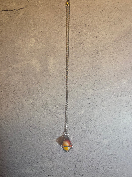 'Somebody's Favorite' Vintage Captive Marble Necklace (Red/White/Orange)