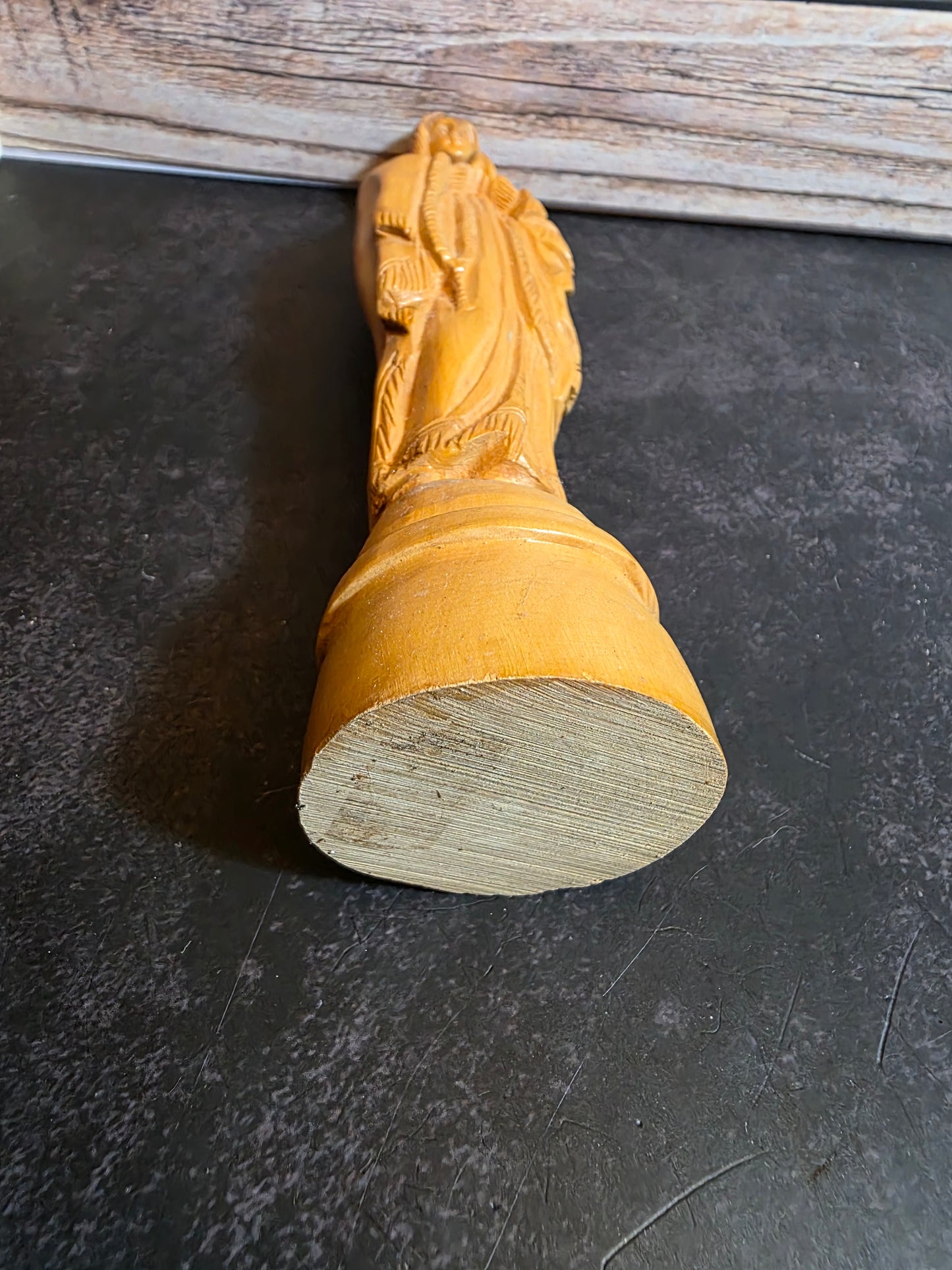 Antique Praying Mary Olive Wood Figurine