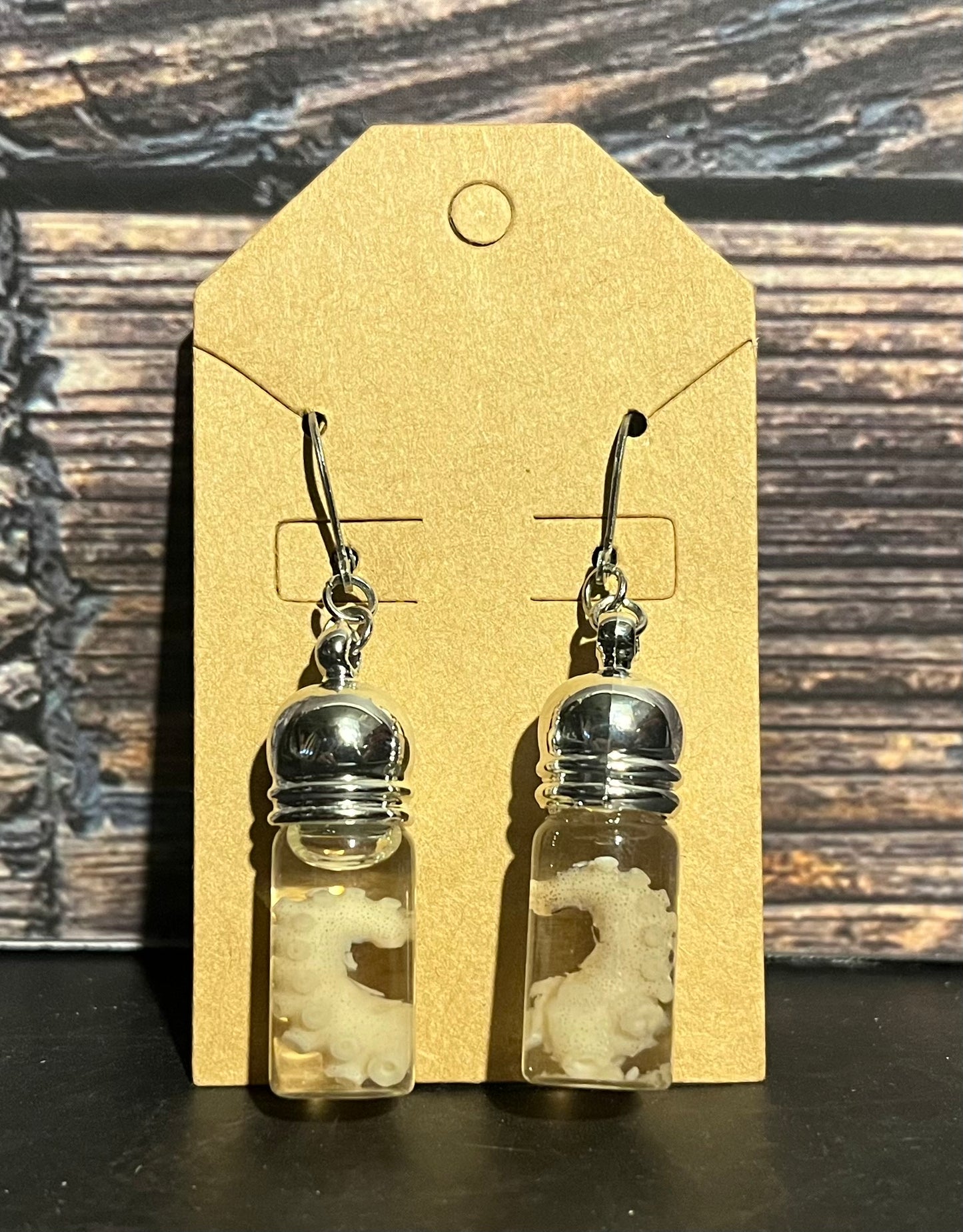 Octopus Tentacle Wet Specimen Earrings (Long)