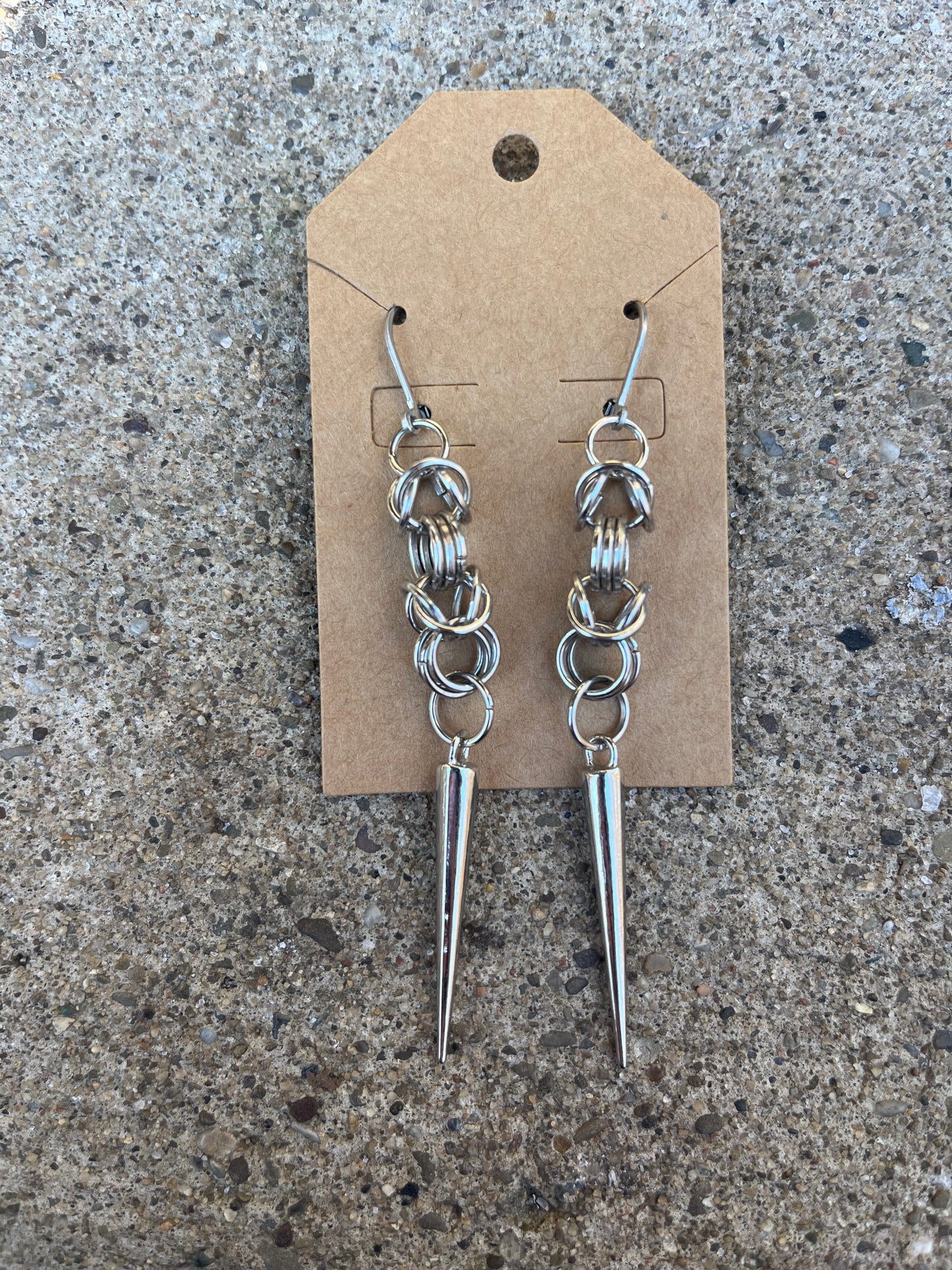 Boneless Chain Mail Spike Earrings (Large Weave)