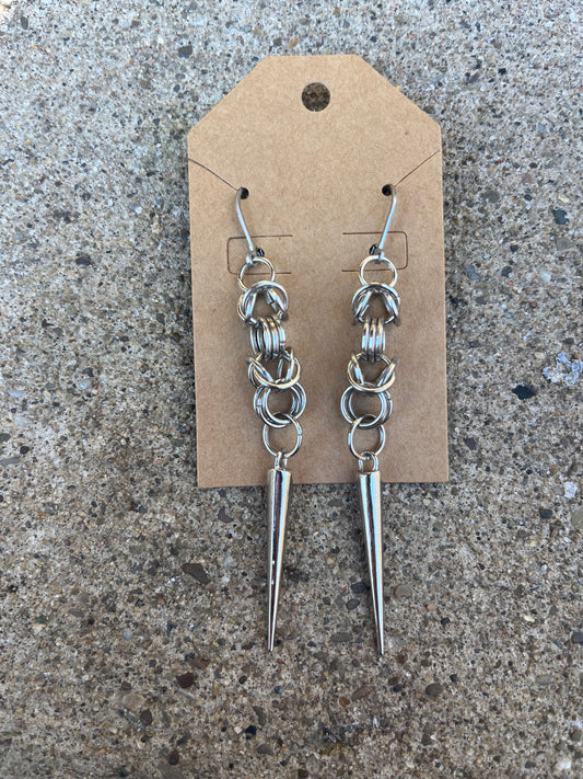 Boneless Chain Mail Spike Earrings (Large Weave)