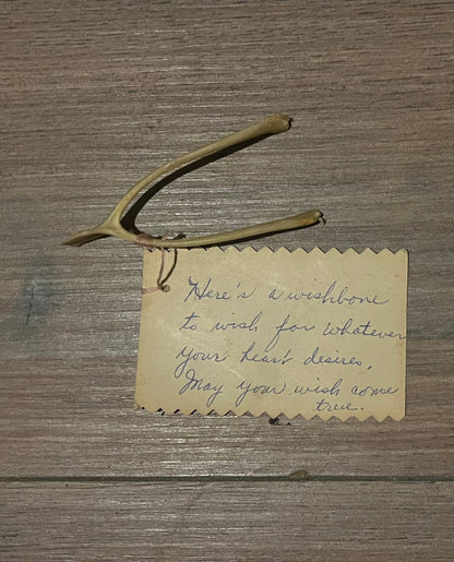 WW2 Wishbone Wishing Charm w/ Note