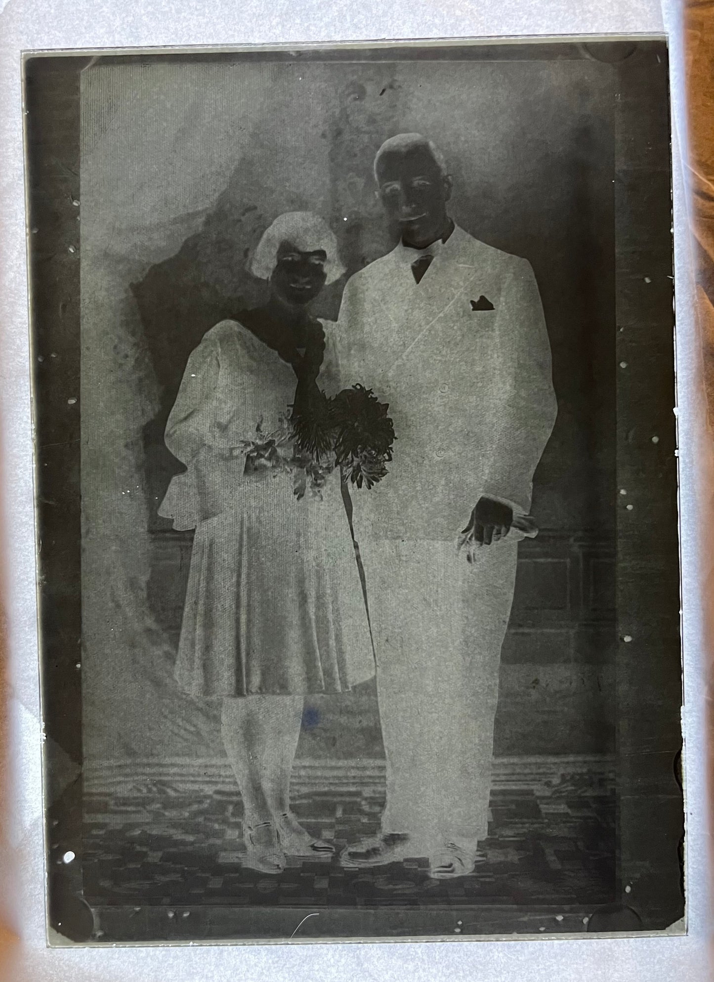 Antique Glass Negative Photo Couple (#4)