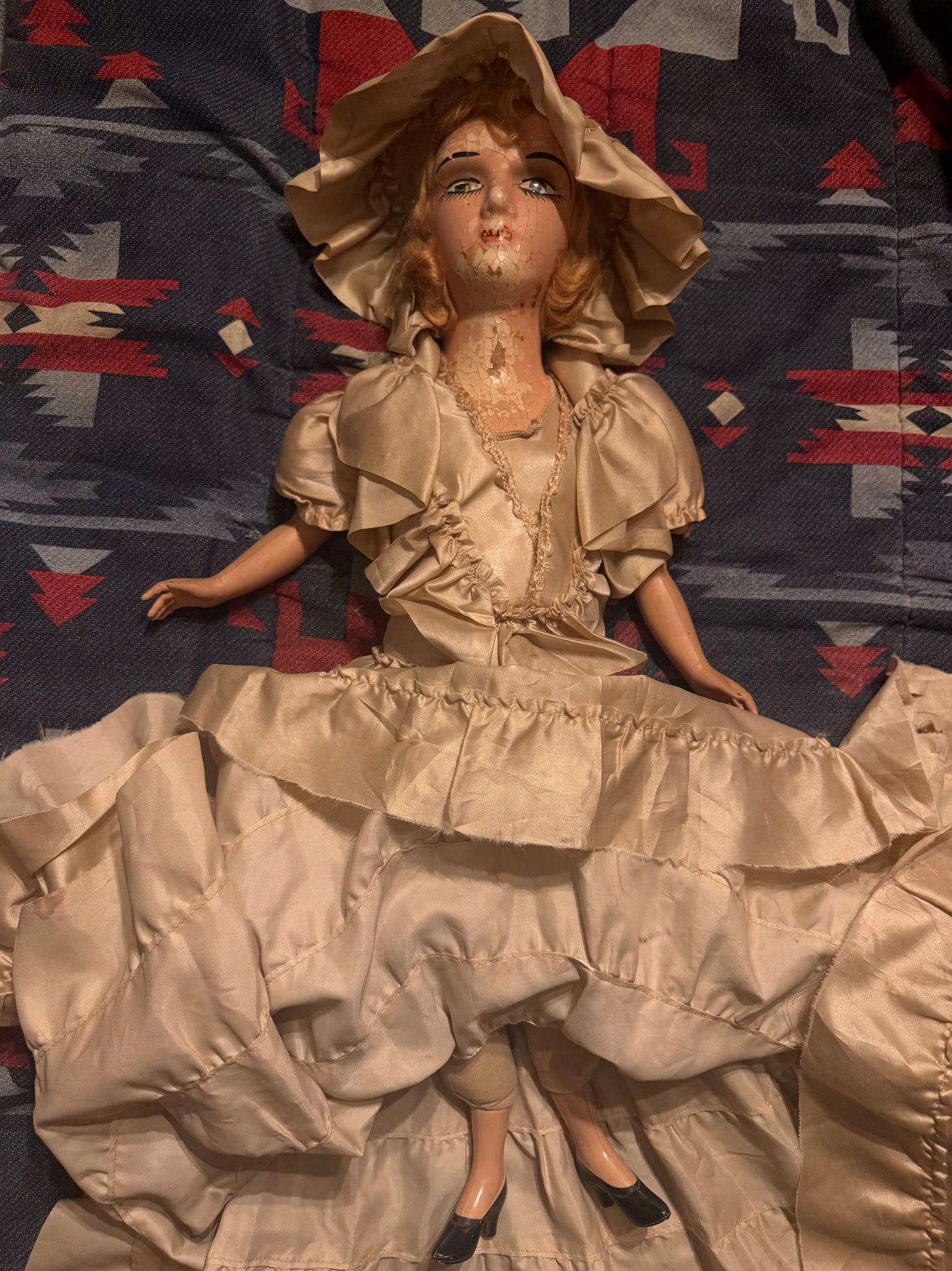 Antique 1920s Boudoir Doll w/ Chair