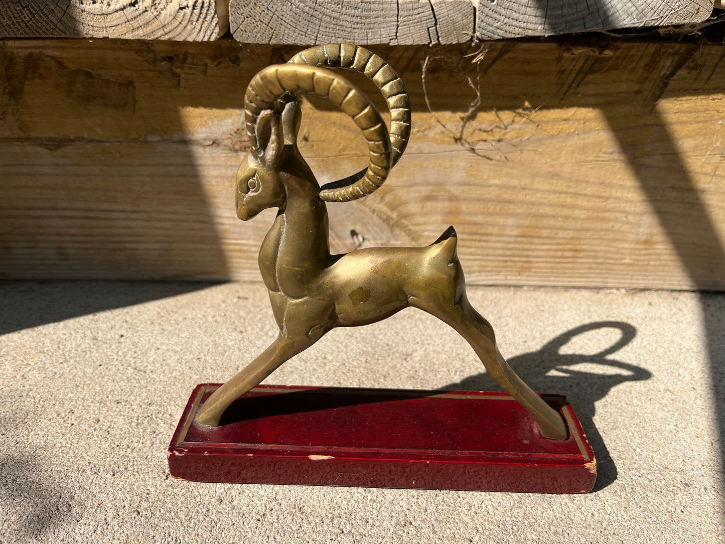 Vintage Mid Century San Pacific Brass Gazelle Ram Figure