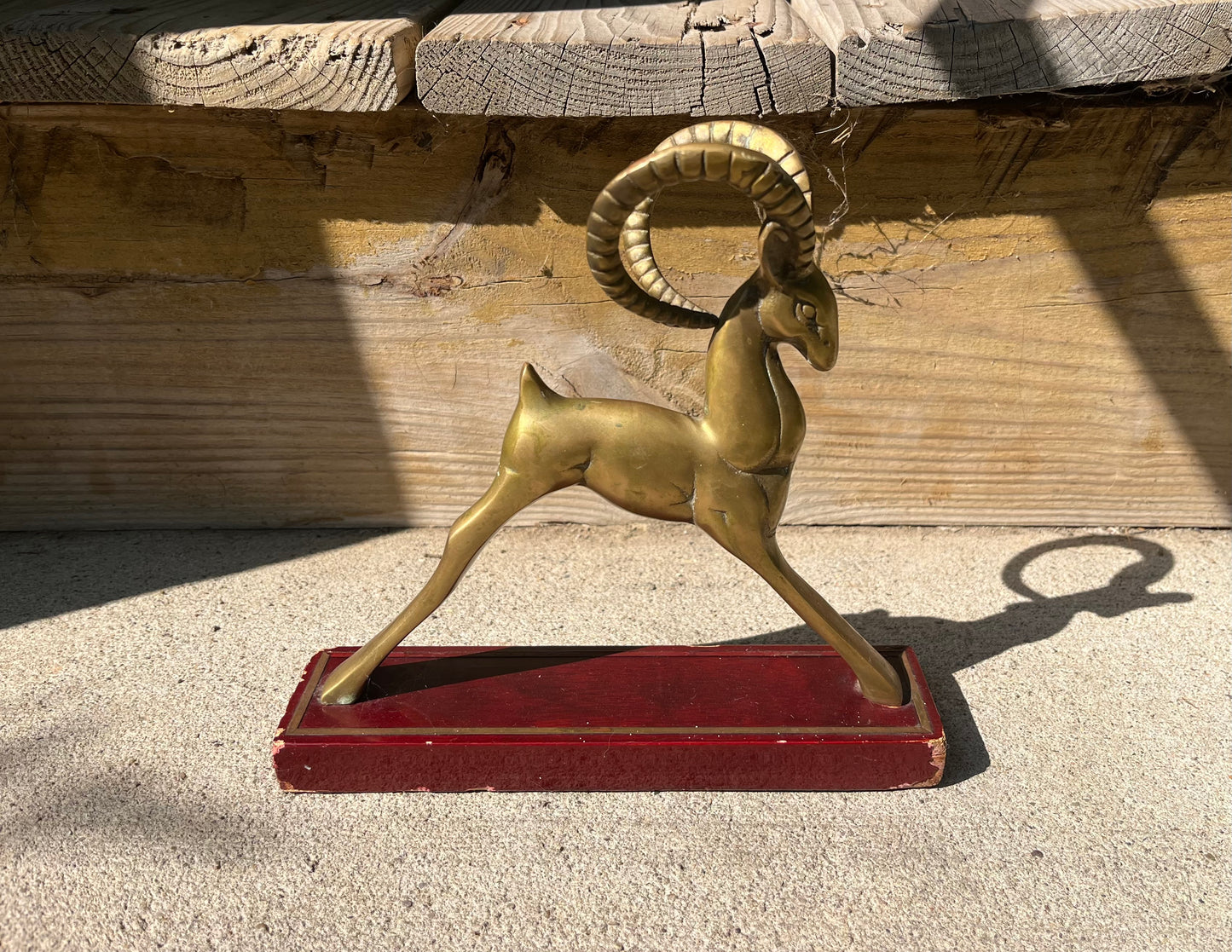 Vintage Mid Century San Pacific Brass Gazelle Ram Figure