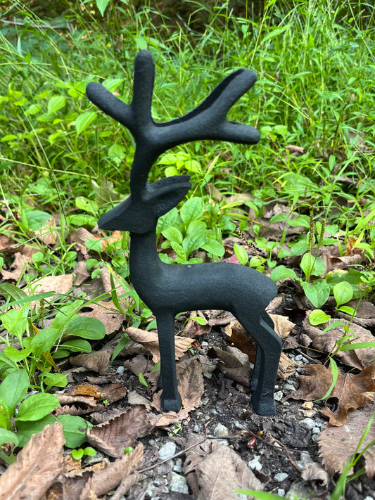 Black Metal Deer Altar Figurine