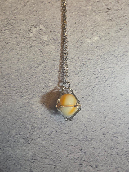 'Somebody's Favorite' Vintage Captive Marble Necklace (Orange/White)