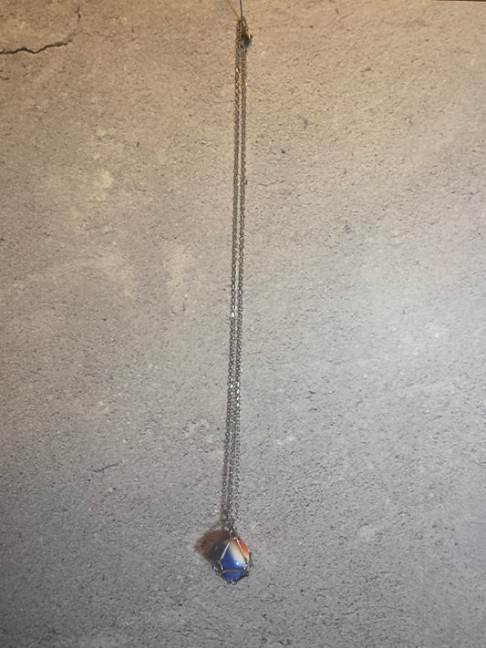 'Somebody's Favorite' Vintage Captive Marble Necklace (Orange/White/Blue)