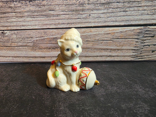 Vintage Lennox Christmas Kitty Figurine