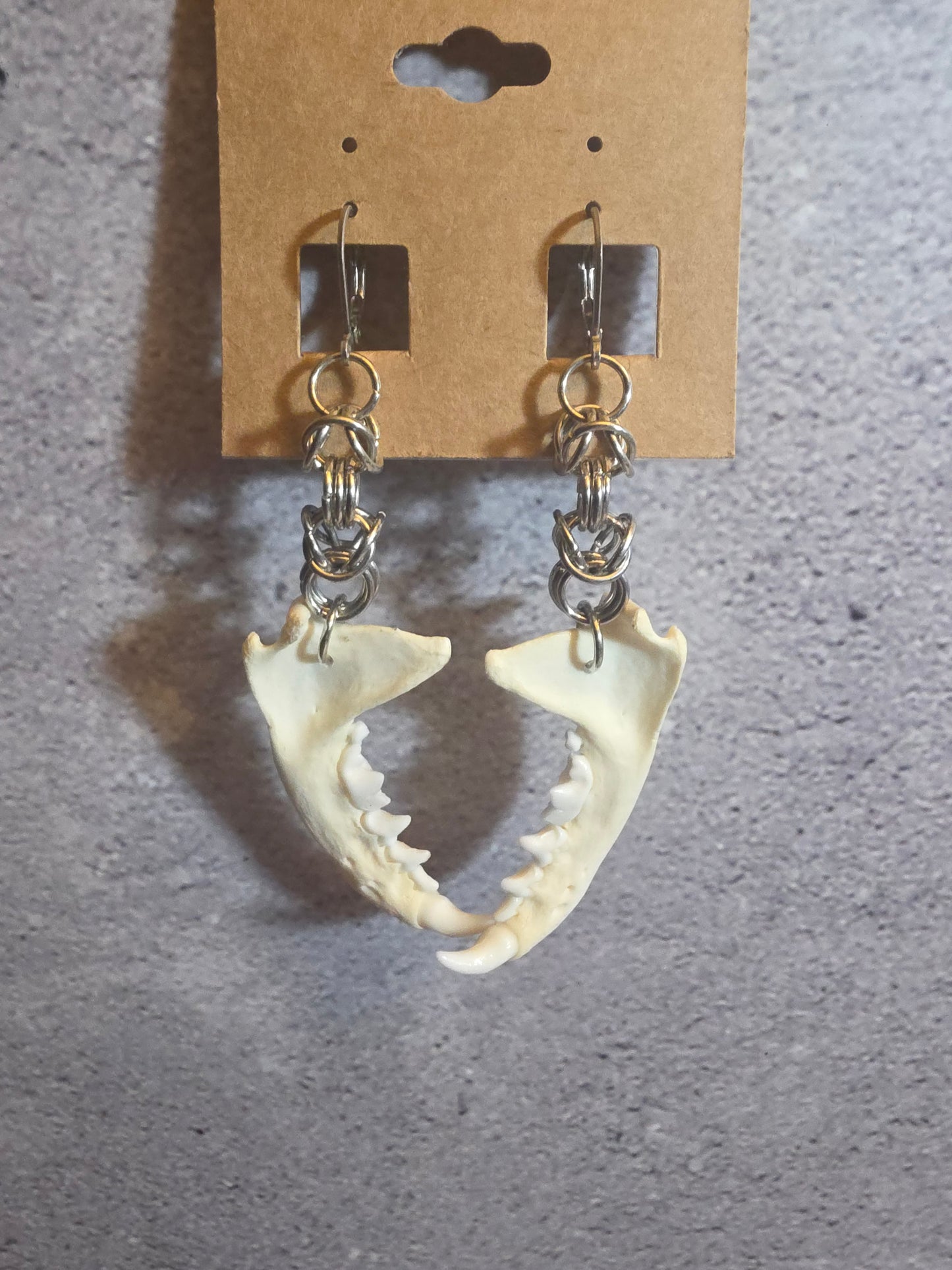 Mink Jawbone Chainmail Earrings