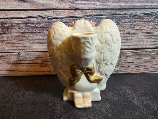 Vintage Porcelain Angel with Lute Candleholder