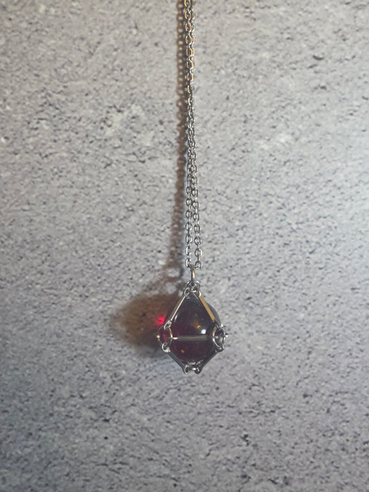 'Somebody's Favorite' Vintage Captive Marble Necklace (Red Translucent)