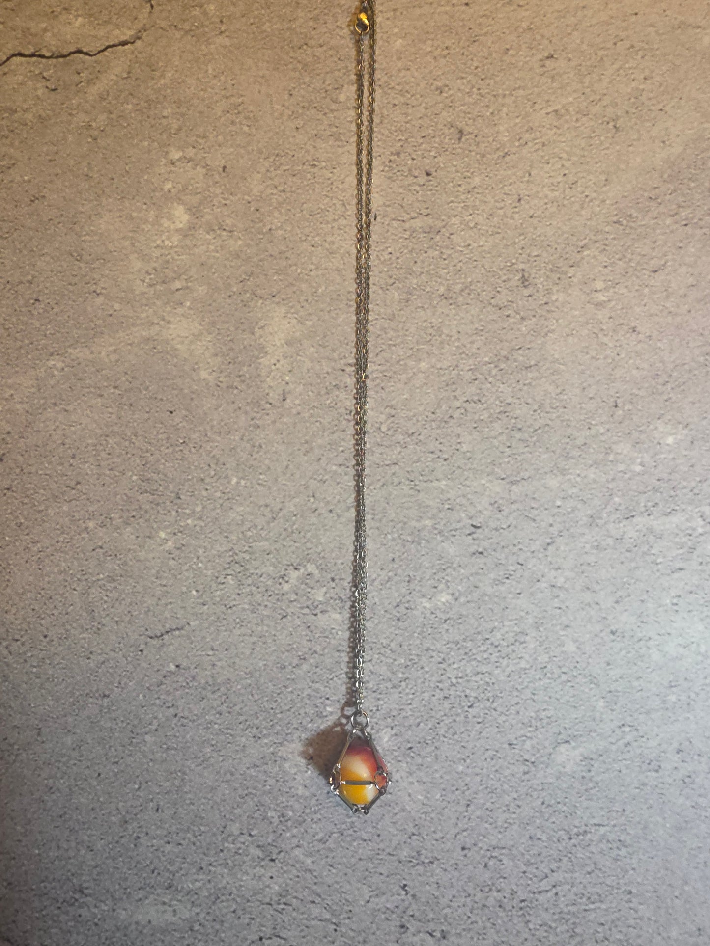 'Somebody's Favorite' Vintage Captive Marble Necklace (Red/White/Orange)