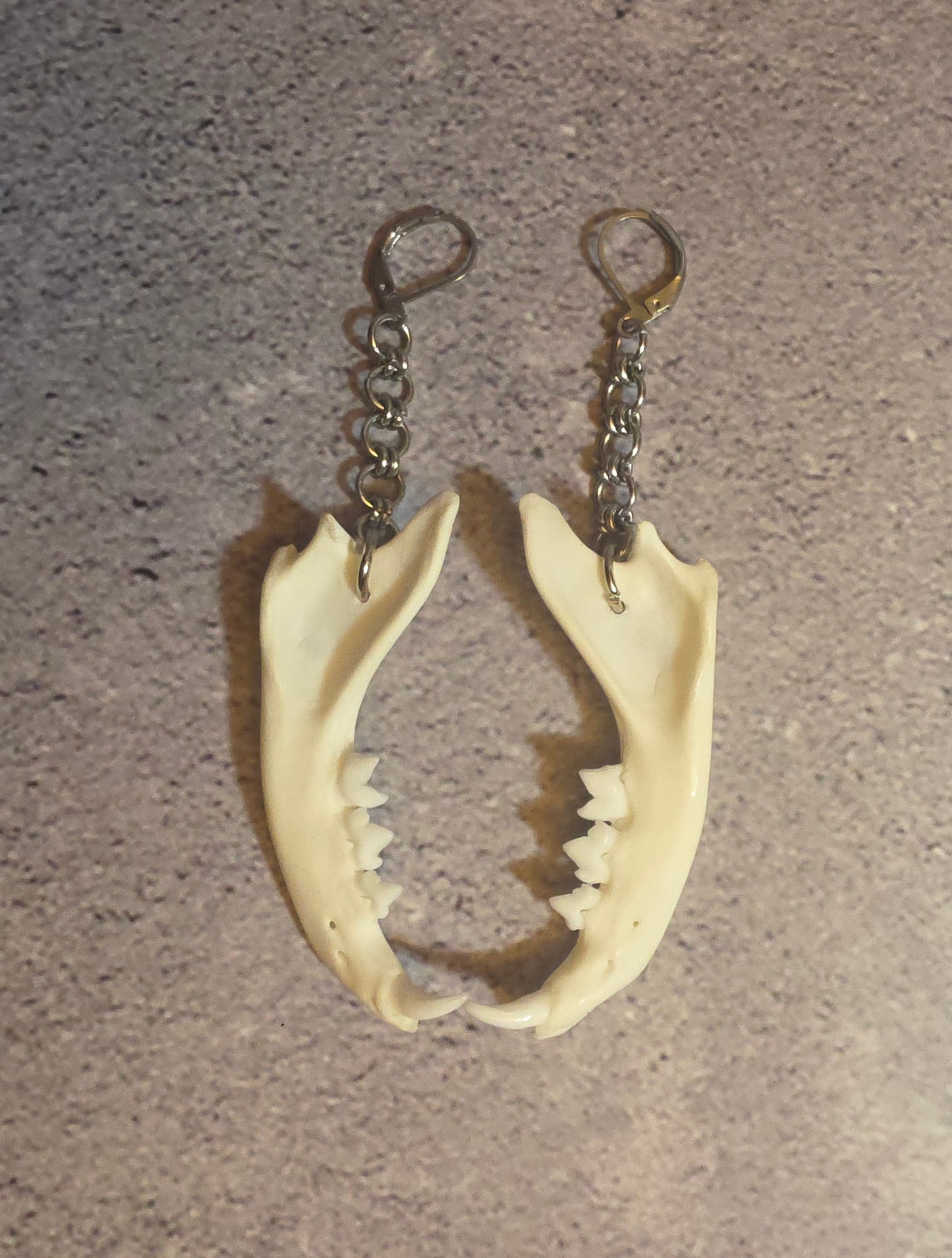 Cat Jawbone Chainmail Earrings