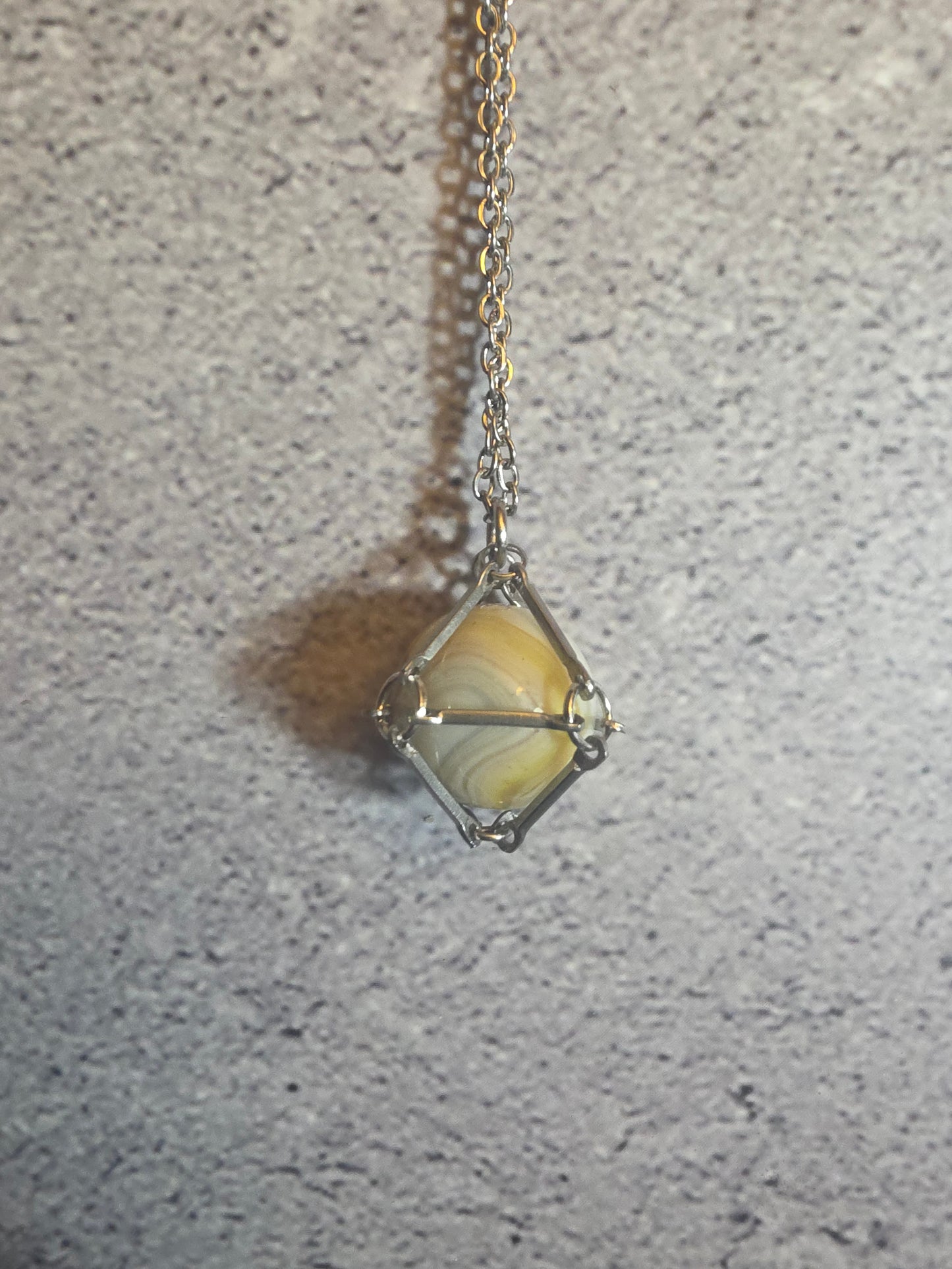 'Somebody's Favorite' Vintage Captive Marble Necklace (Marbled White/Yellow)