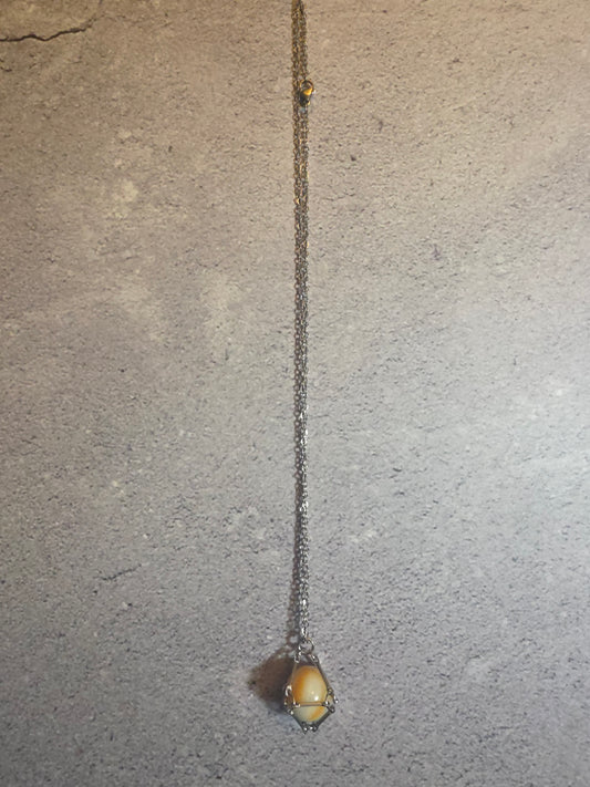 'Somebody's Favorite' Vintage Captive Marble Necklace (Orange/White)