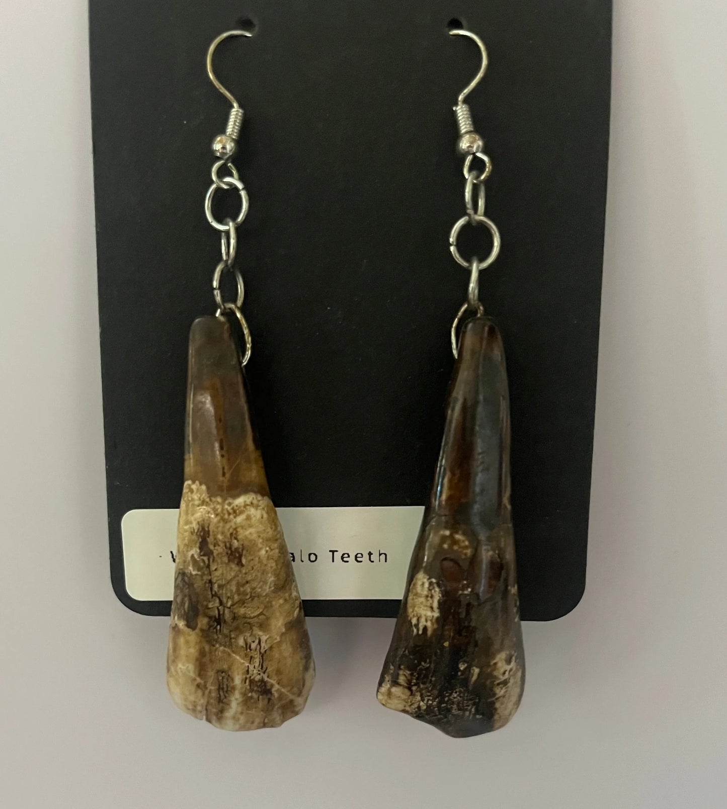 Antiqued Water Buffalo Teeth Earrings