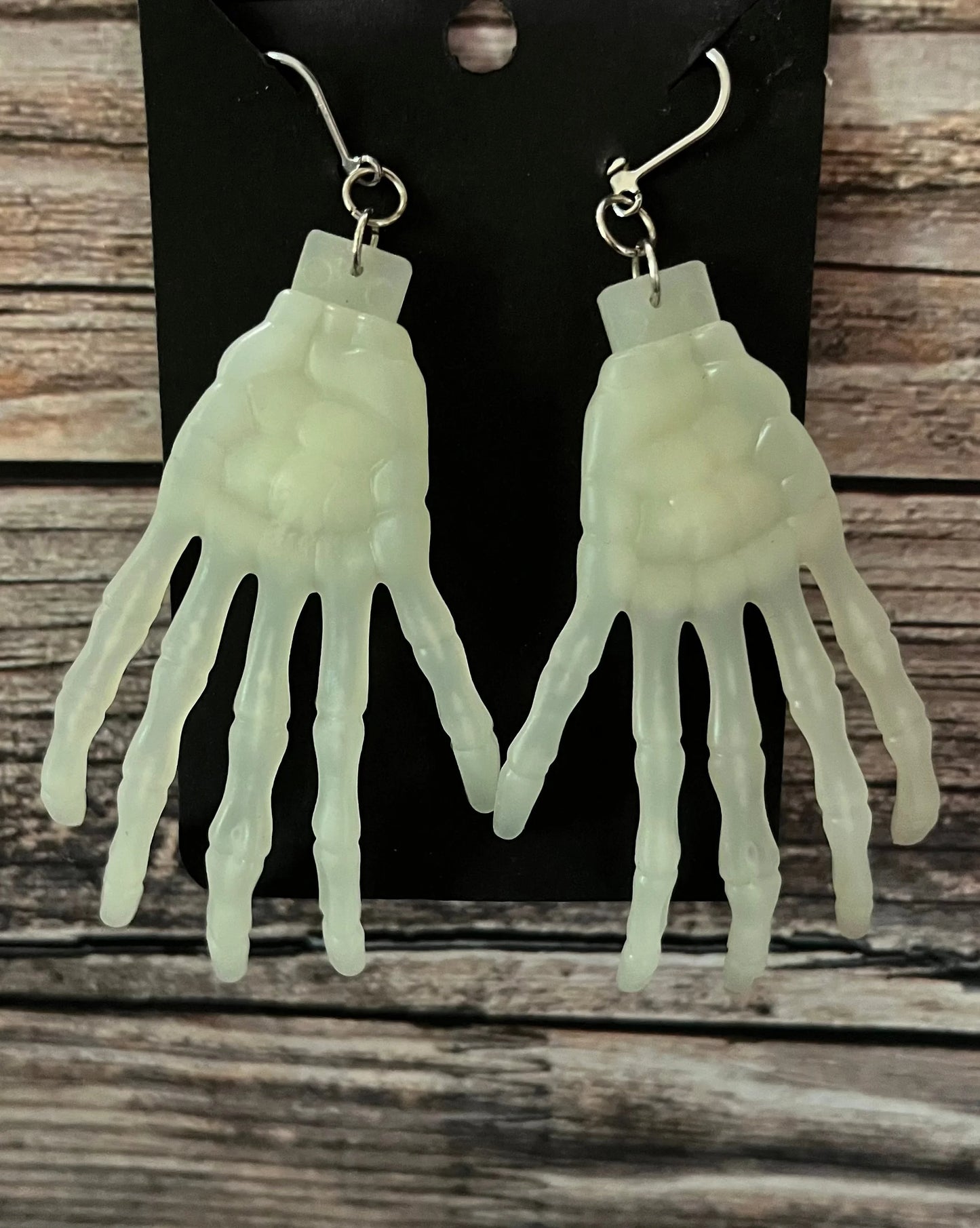 Glow in the Dark Skeleton Hand Earrings