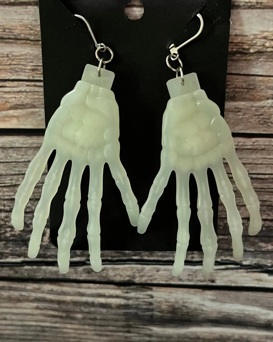 Glow in the Dark Skeleton Hand Earrings