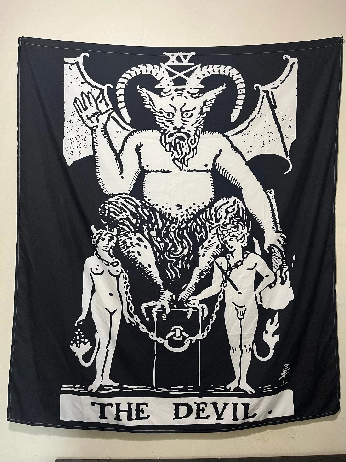 The Devil Tarot Card Tapestry Flag