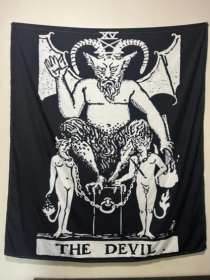 The Devil Tarot Card Tapestry Flag